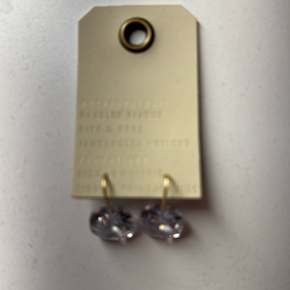 Anthropologie Crystal Drop Earrings | Gold Hook Dangle – New on Card